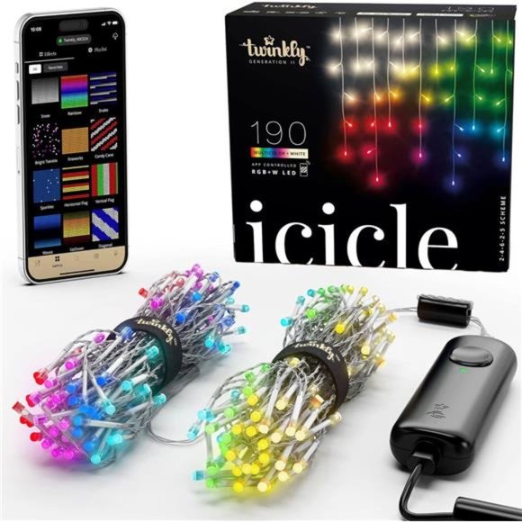 App-Controlled LED Christmas Lights with 190 RGB+W (16 Million Colors)